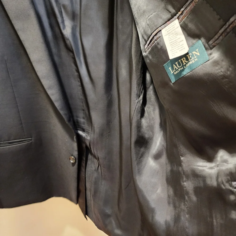 LAUREN Ralph Lauren Men's Classic Black Blazer 100% Wool Natural 50R